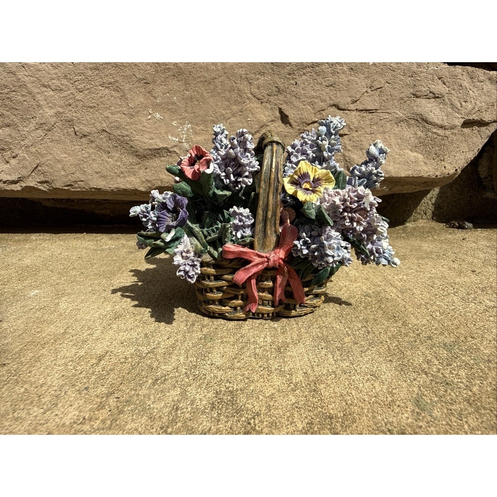 A.Elliot VTG Pansies 590A Music Box Lena‎ Liu Basquet Bouquets Plays Oh Morning